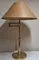 Vintage Brass Height-Adjustable Table Lamp with Handmade Faux Leather Swivel Shade, 1970s