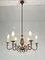 Mid-Century 6-Light Brass Chandelier, Italy, 1950s