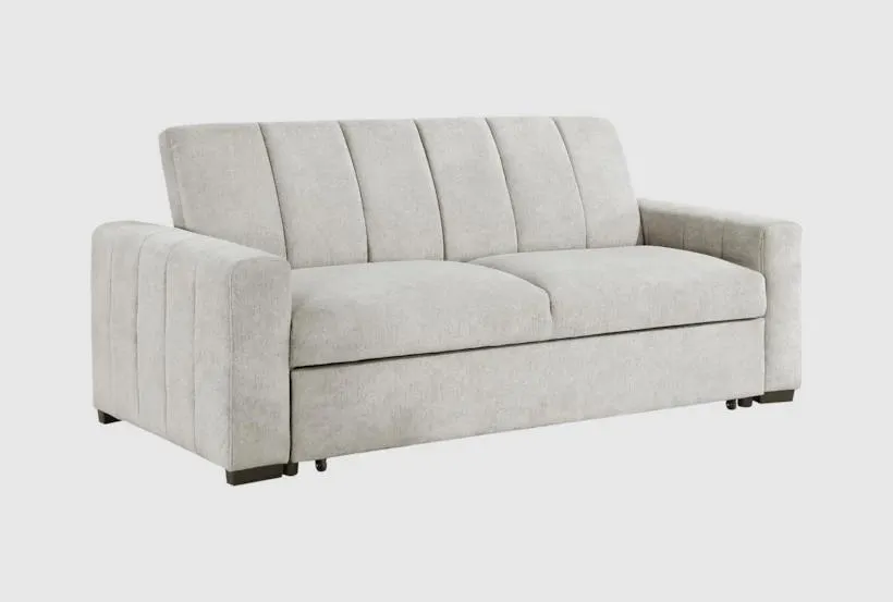 Mackay Light Grey Fabric Convertible Futon Sleeper Sofa Bed