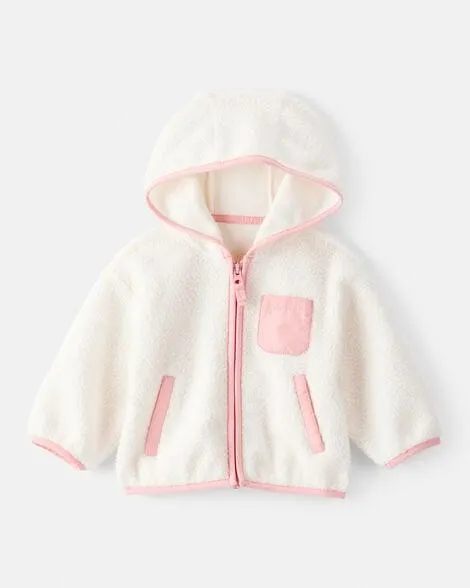 Baby Girl Sherpa Zip-Up Jacket - Ivory