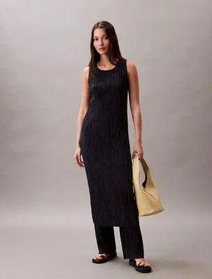 Plisse Sleeveless Midi Dress