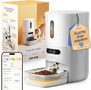 Automatic Cat Feeder,WiFi Smart Scale Tracks Pet's Food Intake, App Remote Feeding, 3.6L Timed Food Dispenser for Cats and Dogs, Up to 10 Meals Per Day, Stainless Steel Bowl, Dual Power Supply