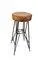 Vintage Industrial Metal Stool with Leather Seat, 1960s