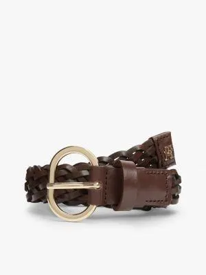 Oval Buckle Woven Leather Belt