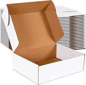 12x9x4 inch Shipping Boxes Set of 20, White Corrugated Cardboard Box Literature Mailer for Mailing Packing Moving and Storage