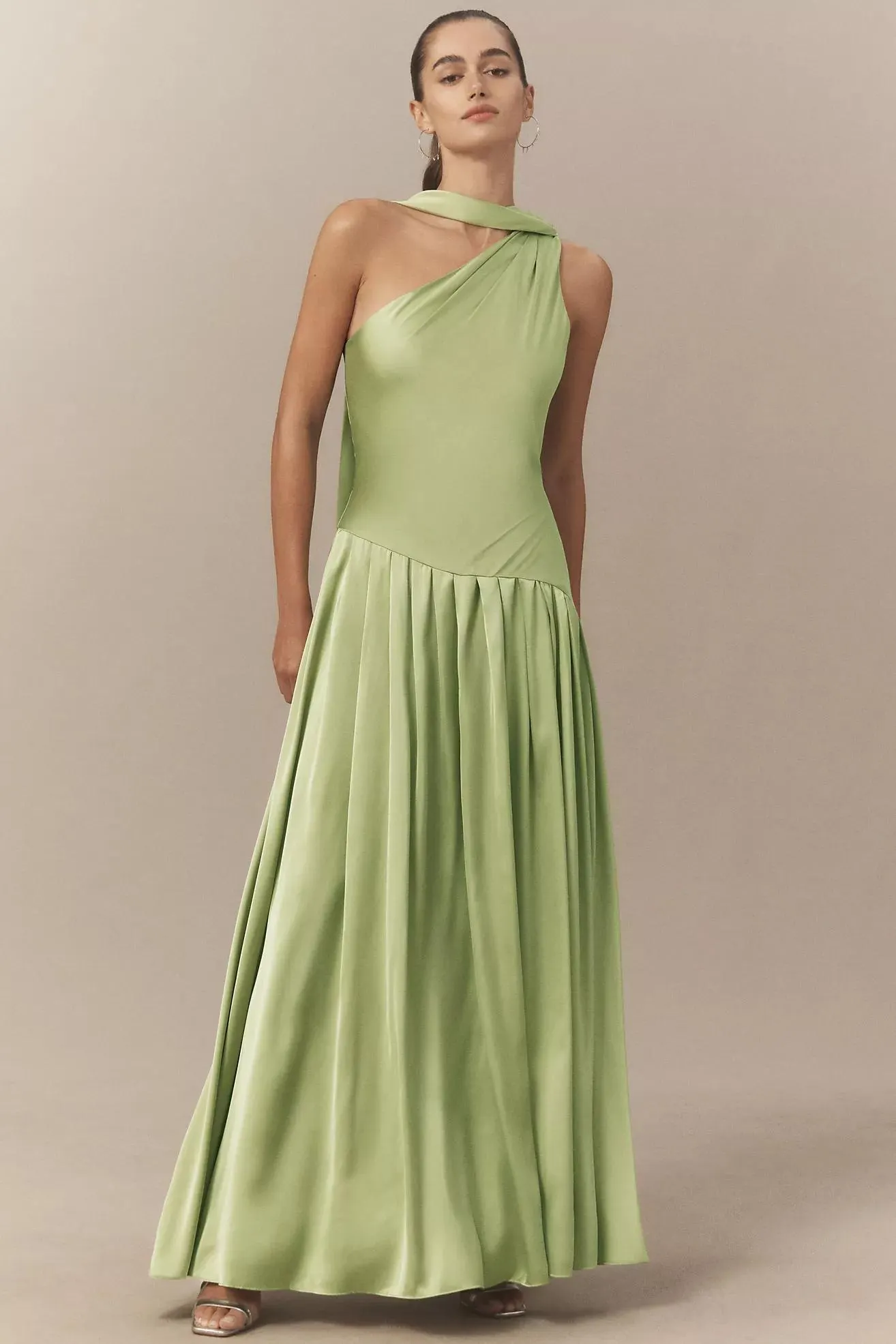 BHLDN One-Shoulder Scarf-Neck Asymmetric Maxi Dress