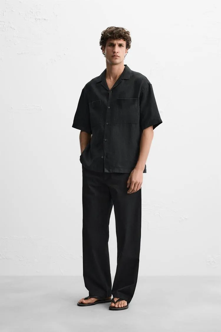 TEXTURED STRAIGHT FIT PANTS