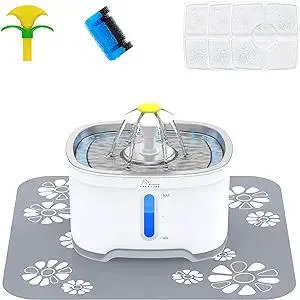 Cat Water Fountain Stainless Steel, 84oz/2.5L Automatic Pet Water Fountain with Water Level Window and LED Light for Water Shortage Alert