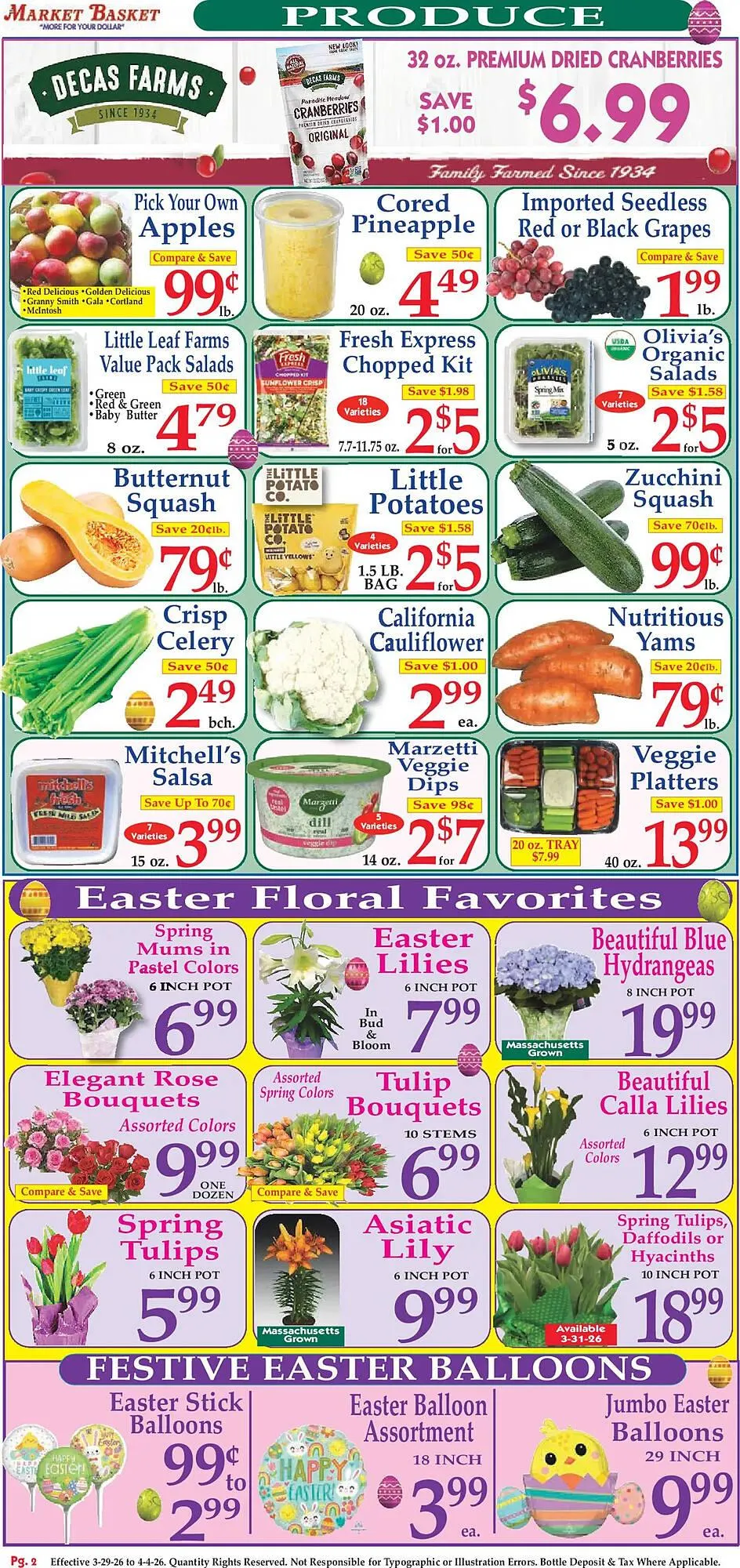 Weekly promotion Market Basket weekly ad spanning from March 29 to April 4 2026 - Page 2 for Catalogue 365