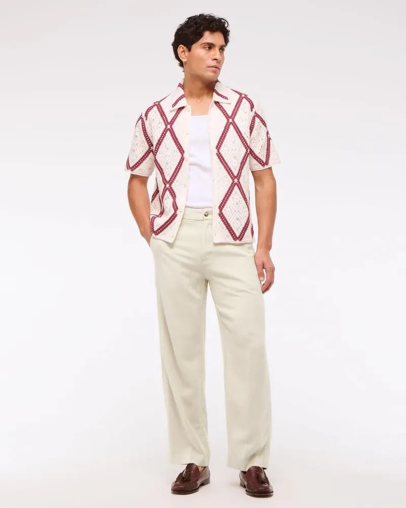 Baggy Tailored Linen-Blend Trouser