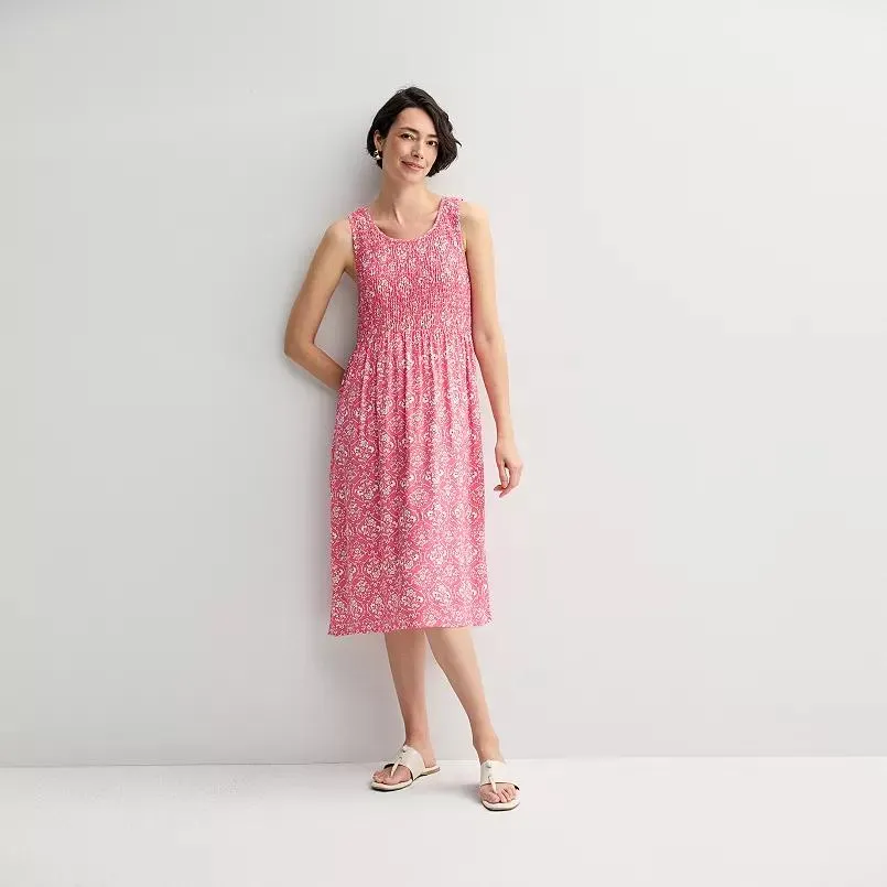 Women's Croft & Barrow® Smocked Midi Dress