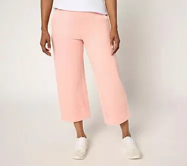 Denim & Co. Active Regular French Terry Crop Pant with Embroidery