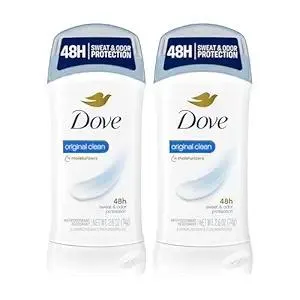 Dove Invisible Solid Antiperspirant Deodorant Stick 2 Count Original Clean, for Women, For All Day Underarm Sweat & Odor Protection 2.6 oz