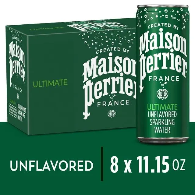 Maison Perrier Unflavored Ultimate Sparkling Water, 11.15 fl oz, 8 Pack Cans