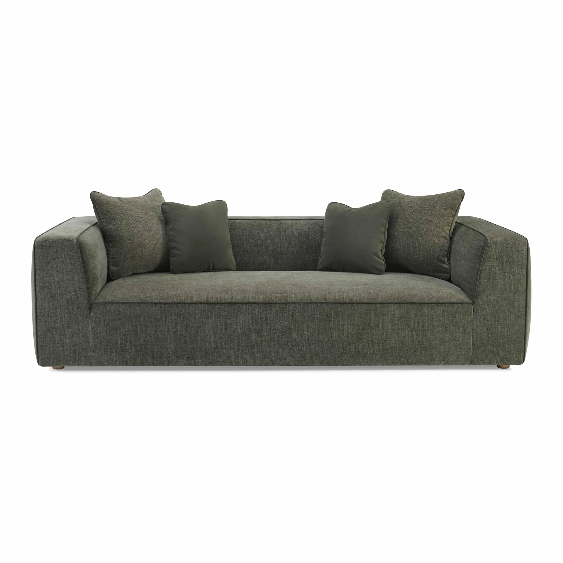 Tristine 96" Olive Green Upcycled Basketweave Sofa