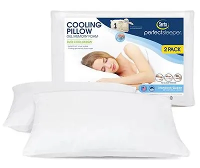 White Washable Cooling Gel Memory Foam Pillows, 2-Pack