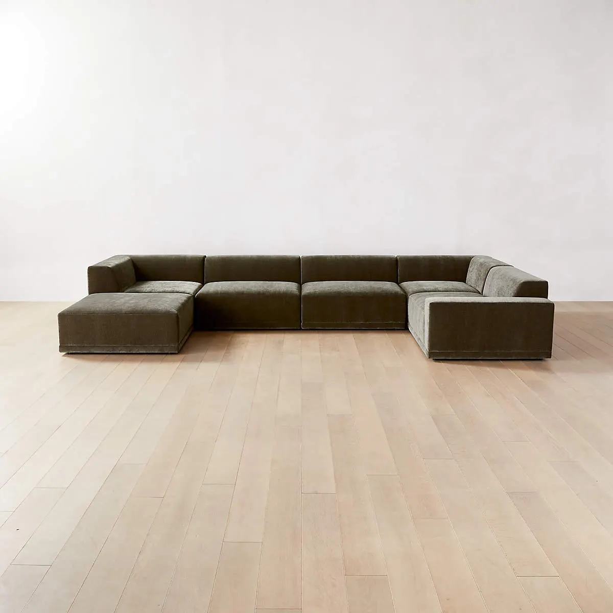 Faible 6-Piece U-Shaped Grey Performance Velvet Sectional Sofa with Right Arm