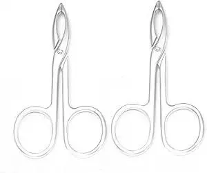 2 Pieces Tweezers Scissor Handle Straight Tip Scissor Shaped Eyebrows Tweezers for Hair Plucker Remover Facial Hair Eyebrows Care (Silver)