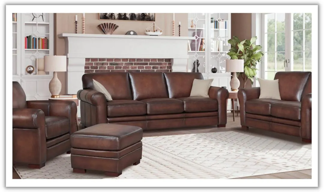 Hydeline Brookfield 3-Seater Waxy Pull-up Leather Sofa in Caramel Brown