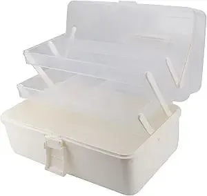 Avlcoaky Tackle Box Large 3 Layers Plastic Portable Storage Box Fishing White Tackle Box Organizer Art Craft Tool Box
