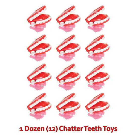 Rhode Island Novelty - Joke Gag Toys - WIND-UP CHATTER TEETH (1 Dozen)(1.75 inch)