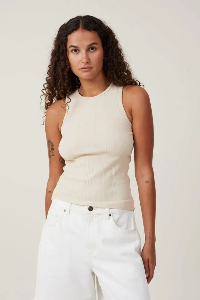 The One Organic Variegated Rib High Neck Tank