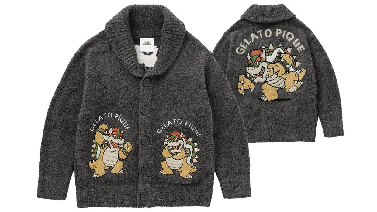 2024【SUPER MARIO™️】【UNISEX】Baby Moco Jacquard Shawl Cardigan - Dark Gray
