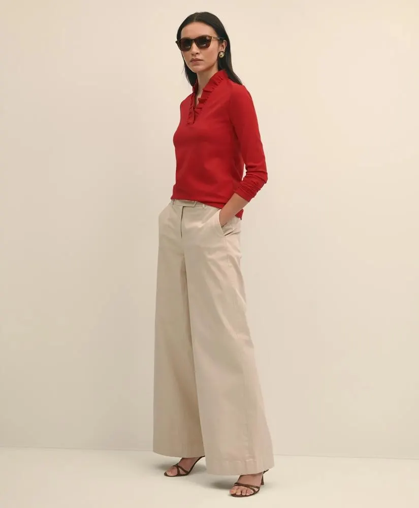 Ruffle V-Neck Long-Sleeve Top