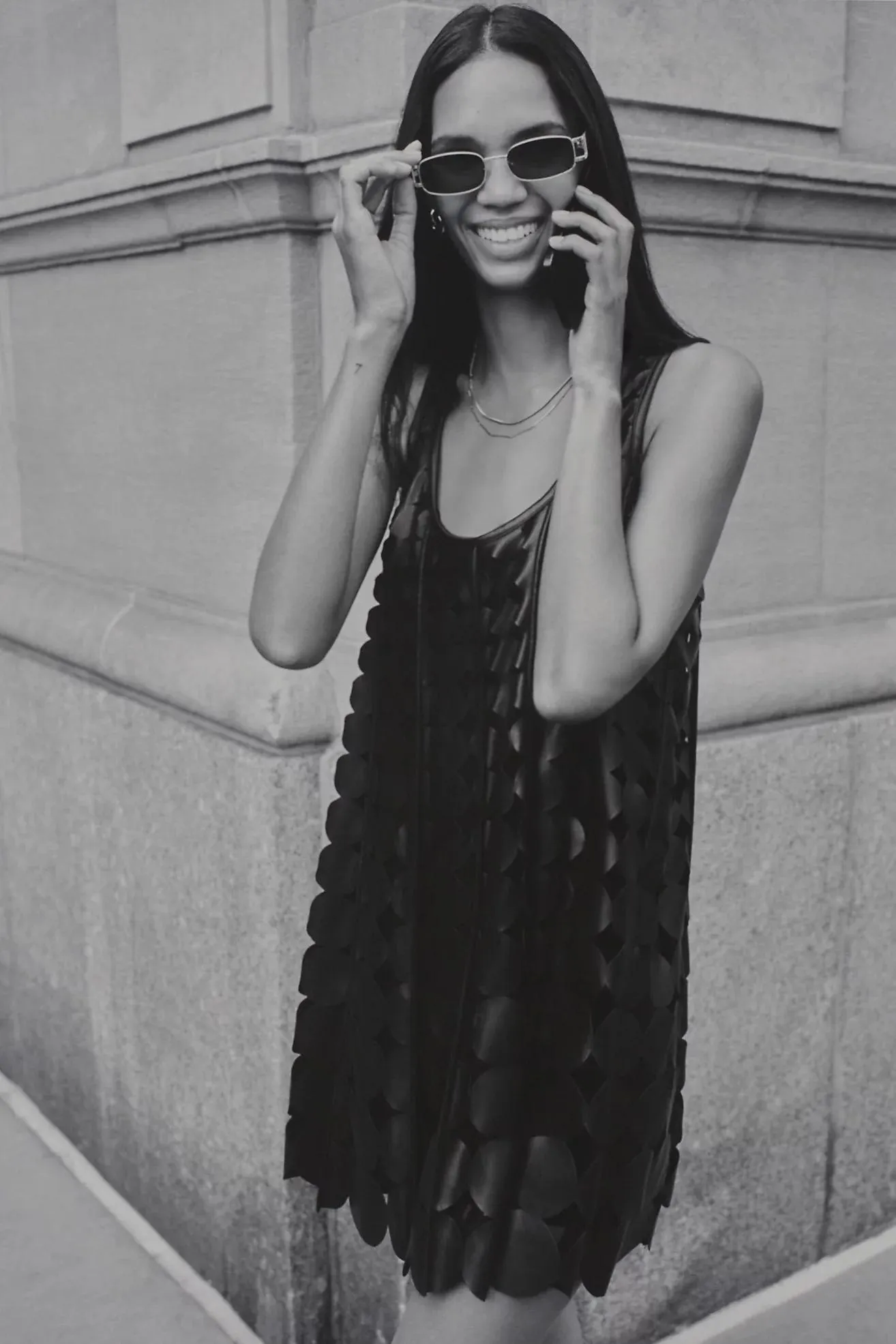 Maeve Faux-Leather Sleeveless Swing Dress