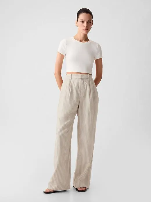 365 High Rise Linen-Cotton Trousers