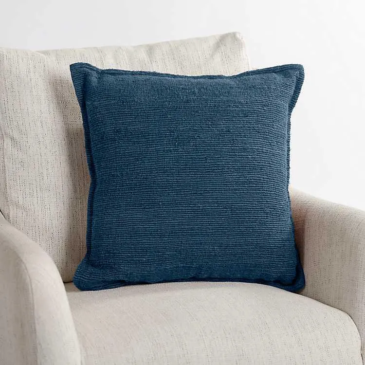 Navy Blended Handwoven Pillow