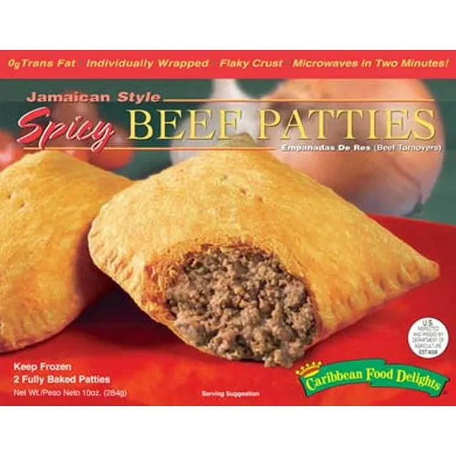 Caribbean Food Delights-Jamaican Style Spicy Beef Patties-10 oz., 2 - 5 oz. Individually Wrapped Frozen Patties