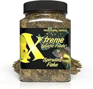 Xtreme Spirulina Flakes - Balanced Herbivorous Diet for Tropical and Marine Fish, Enhanced Health, Vibrant Colors - USA Farm Grown - Ideal for Cichlids, Barbs, Tetras and Guppies (3.5oz)