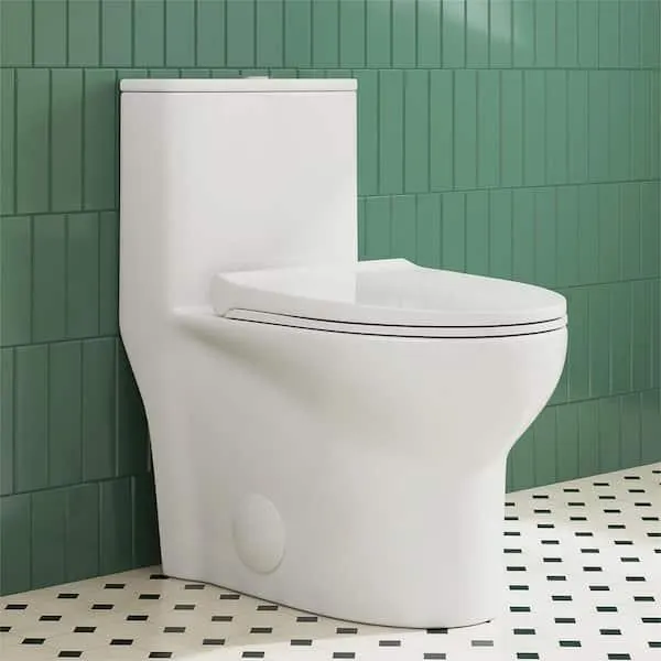 Tucson 1-Piece 1.1/1.6 GPF Siphonic Jet Dual Flush Elongated Compact Toilet in Crisp White, Seat Included