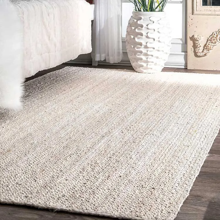 White Reno Woven Area Rug, 5x8