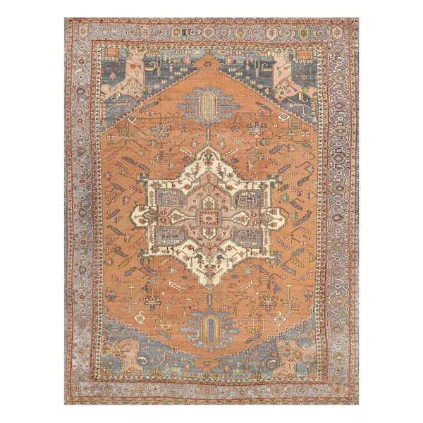 (B755) Aria Orange Multicolor Medallion Area Rug, 8x10