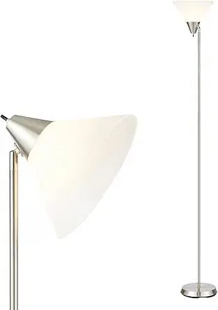 HonoDing Floor Lamp Standing Lamp Adjustable Head Arcylic Shade Floor Lamps for Living Room/Office/Bedroom (Satin Nickel)
