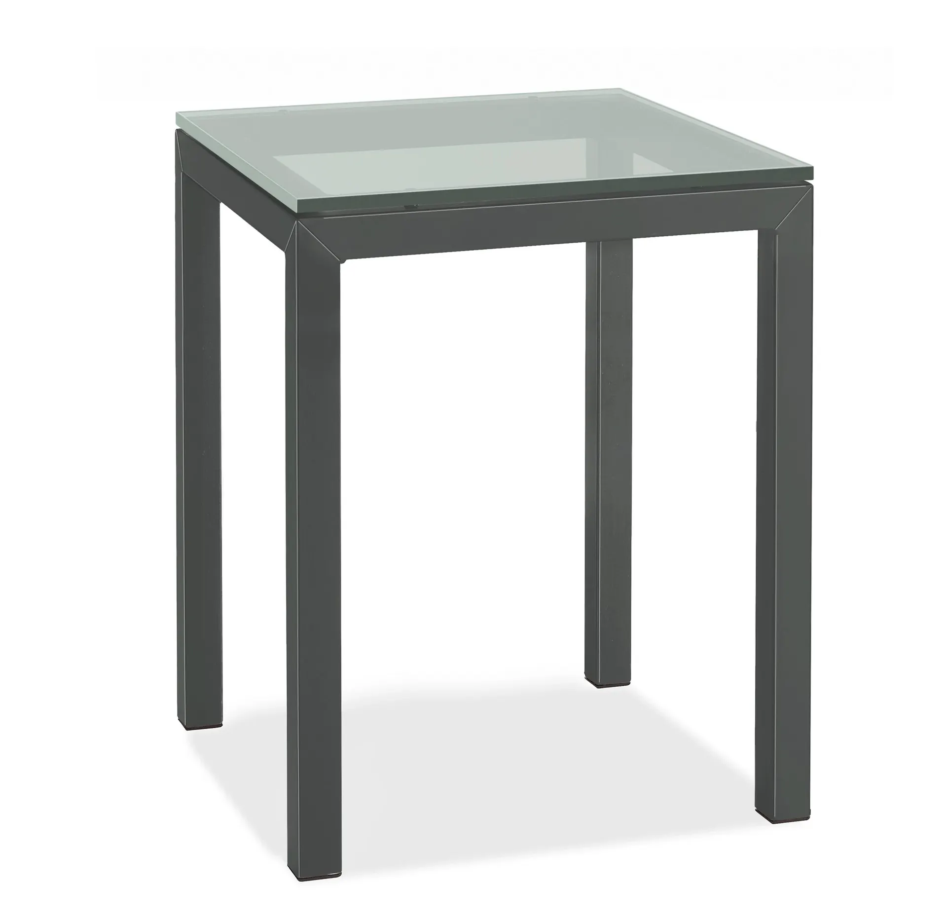 Parsons 18w 18d 25h Side Table in 1.5" Graphite w/Satin Etched Glass Top