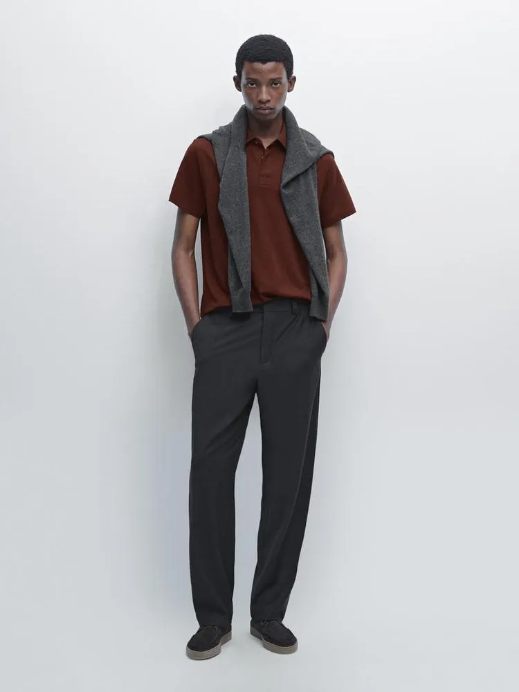 Cotton blend short sleeve polo shirt