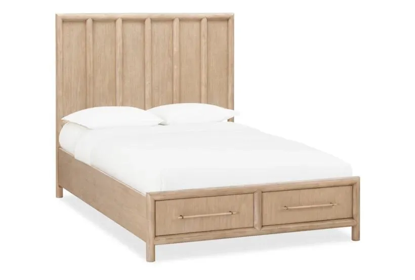 Skylar Queen Brown Wood Platform Storage Bed | Drawers