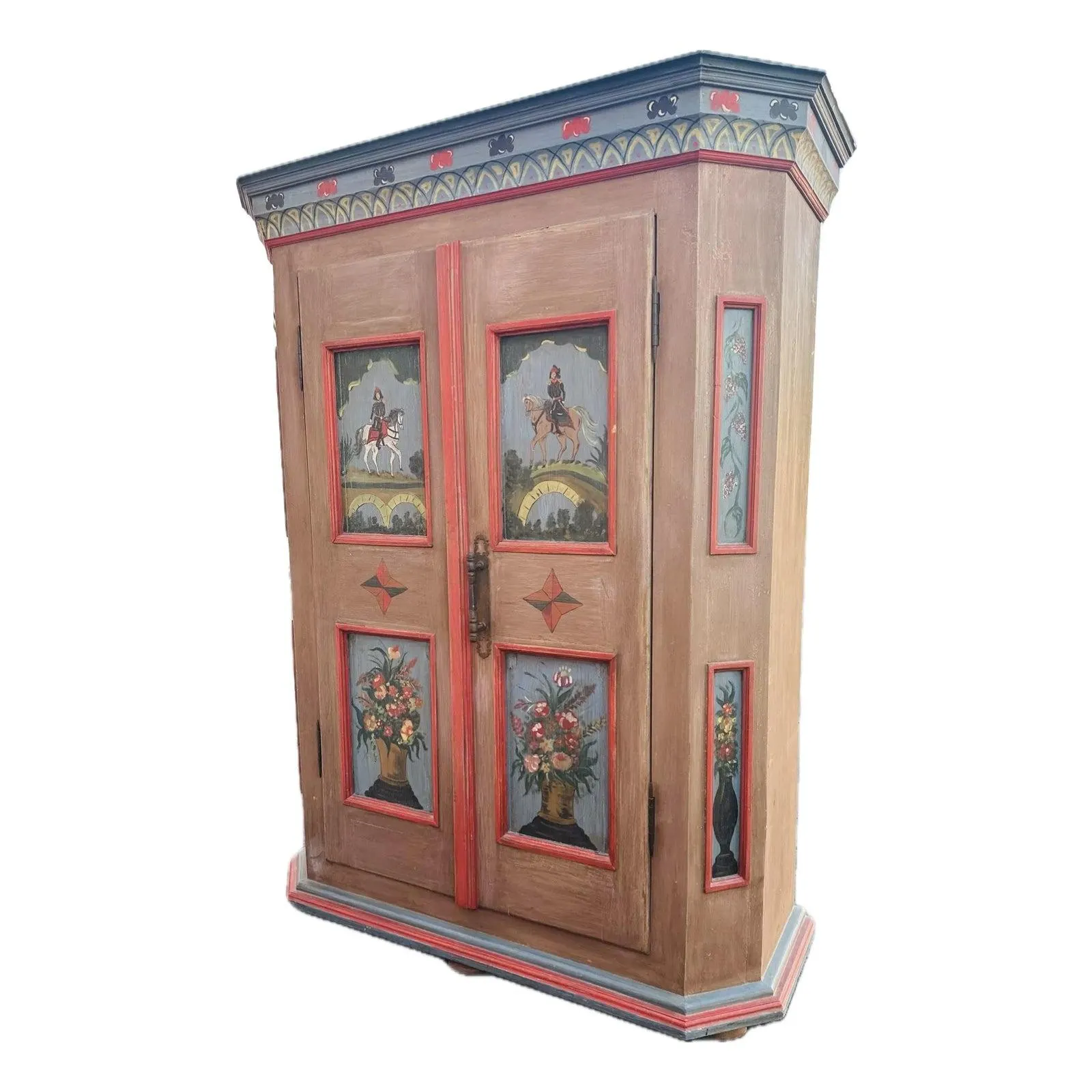 19th Century Equestrian Decorated Swiss or German Schrank.