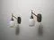 Italian Brass and Grey-Lacquered Wall Sconces with Opaline Glass Shades, 1950s, Set of 2