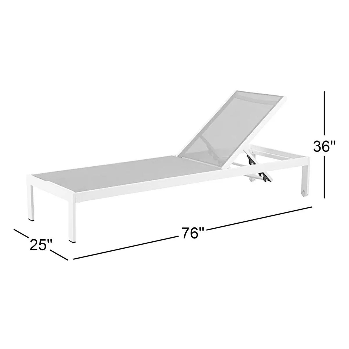 Aynura 25'' Outdoor Powder Coated Aluminum Chaise Lounge