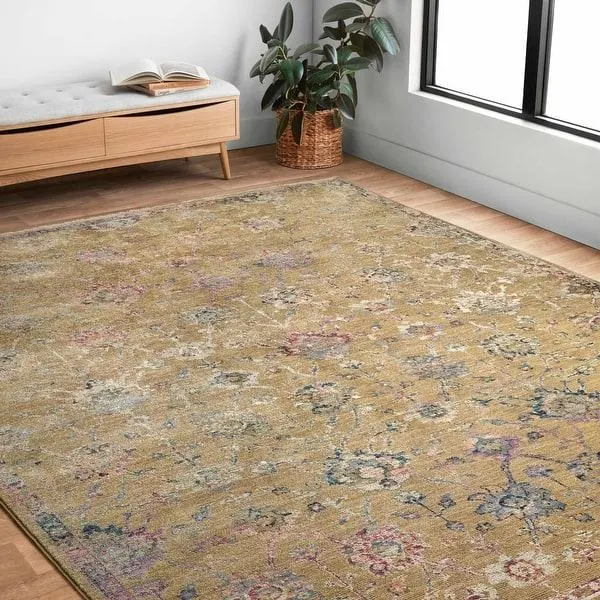 Alexander Home Jewel Fringed Floral Vintage Area Rug