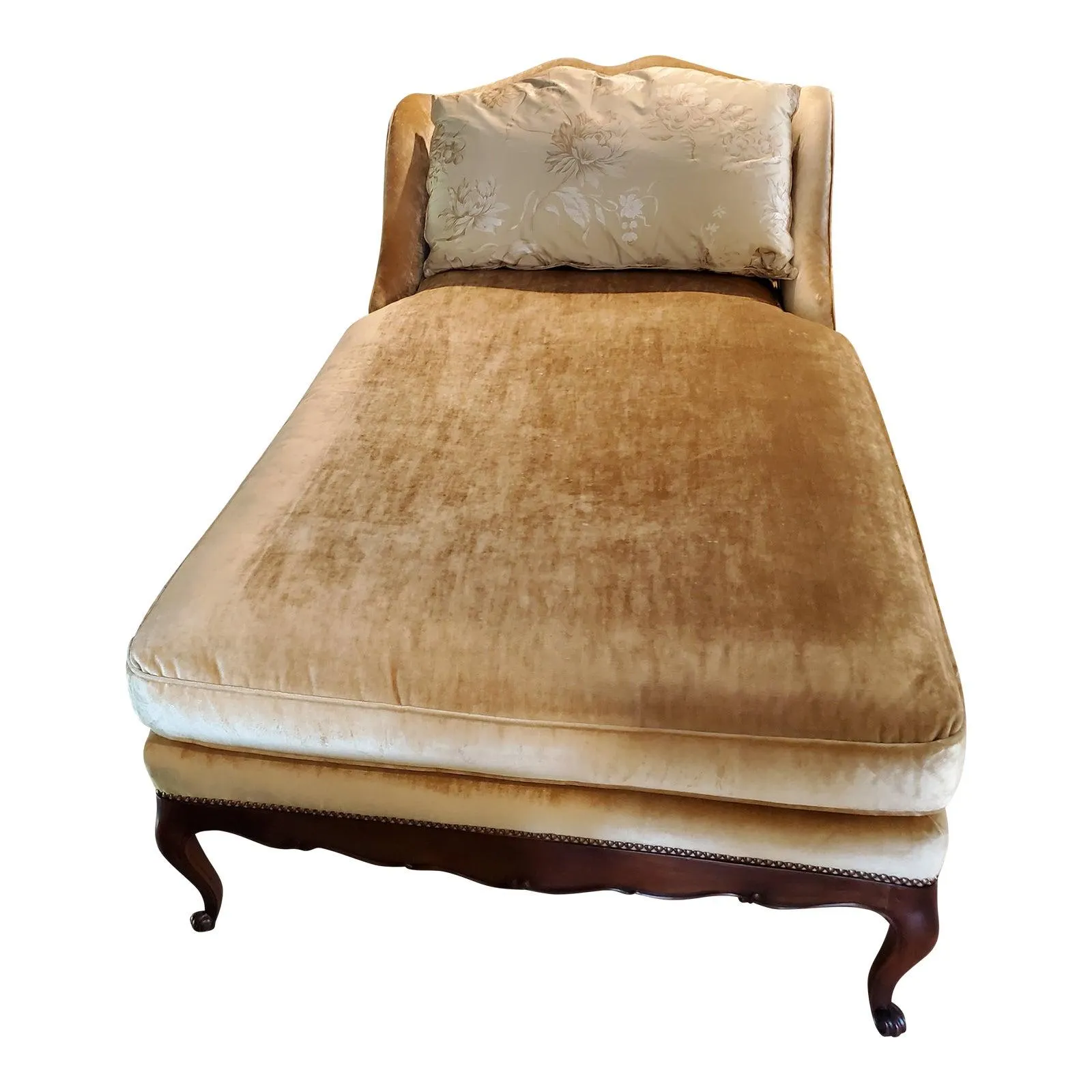 John Widdicomb Louis XV Velvet and Silk Chaise Lounge