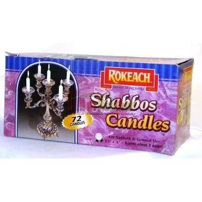 Rokeach Shabbot Candles (Pack of 8) Each Box - 72 Candles