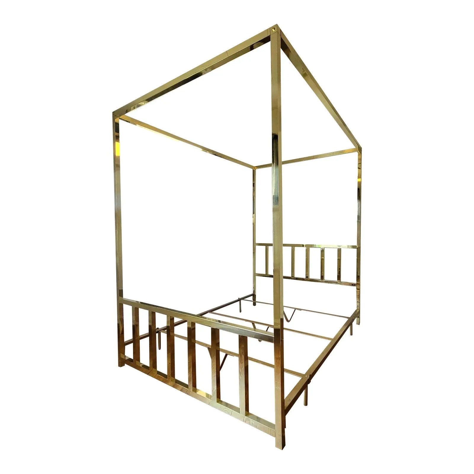 1980s Vintage Brass Queen Canopy Bed