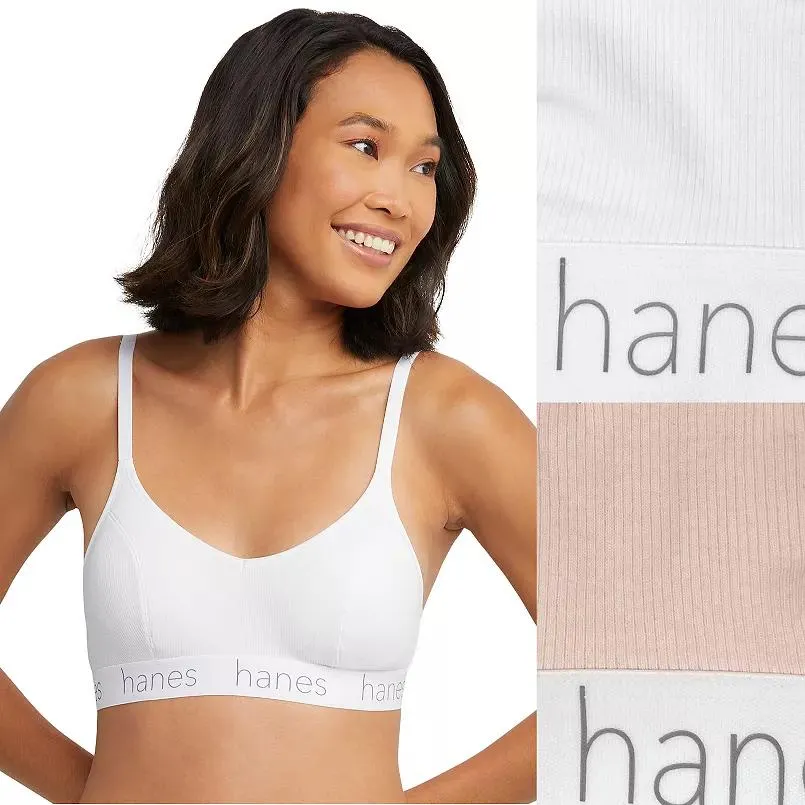 Hanes Originals Ultimate 2-Pack Stretch Cotton Triangle Bralette DHO101