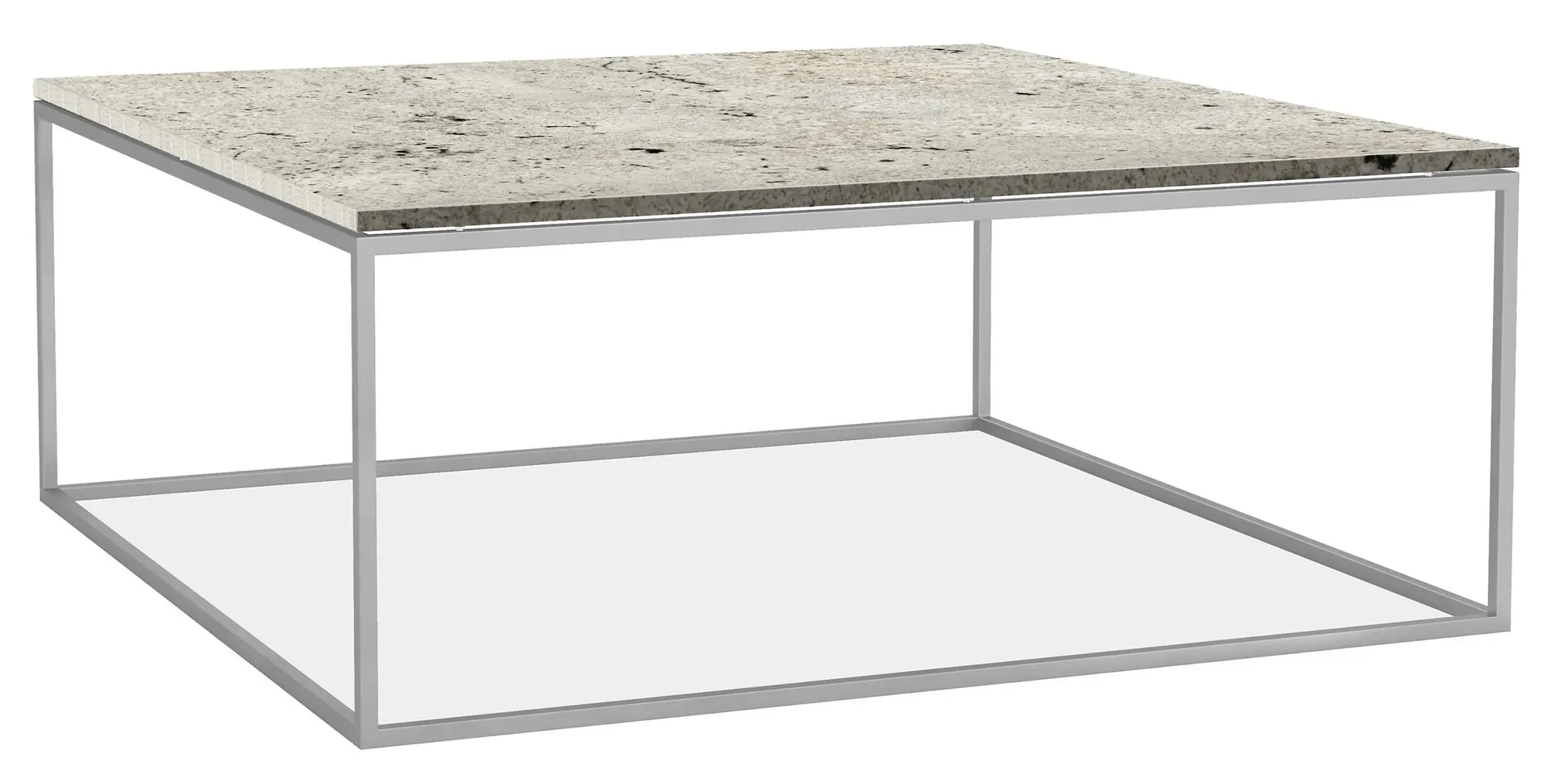 Tyne 36w 36d 15h Coffee Table w/Mayfair White Top & Stainless Steel Legs