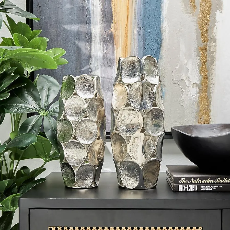 Grayson Lane 2 -Pack Silver Aluminum Modern Vase